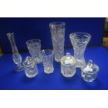 Cut Glass Lead Crystal Vases and Lidded Pots