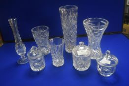 Cut Glass Lead Crystal Vases and Lidded Pots