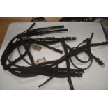 2x Padded Web Bridles with Flash Noseband Black Size: Cob