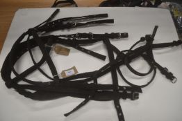 2x Padded Web Bridles with Flash Noseband Black Size: Cob