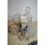 Decanter, Tumbler, and Vases