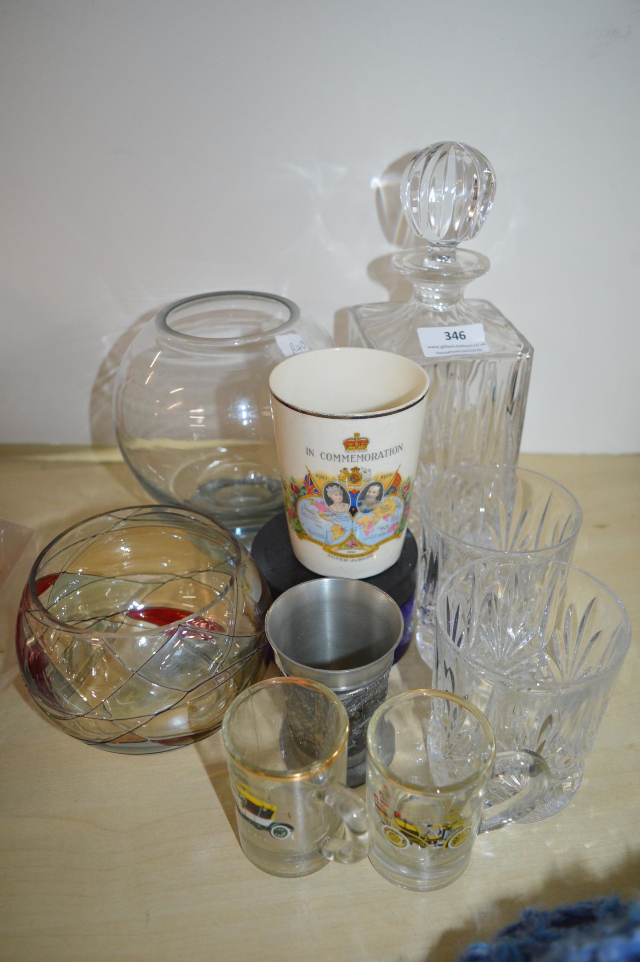 Decanter, Tumbler, and Vases