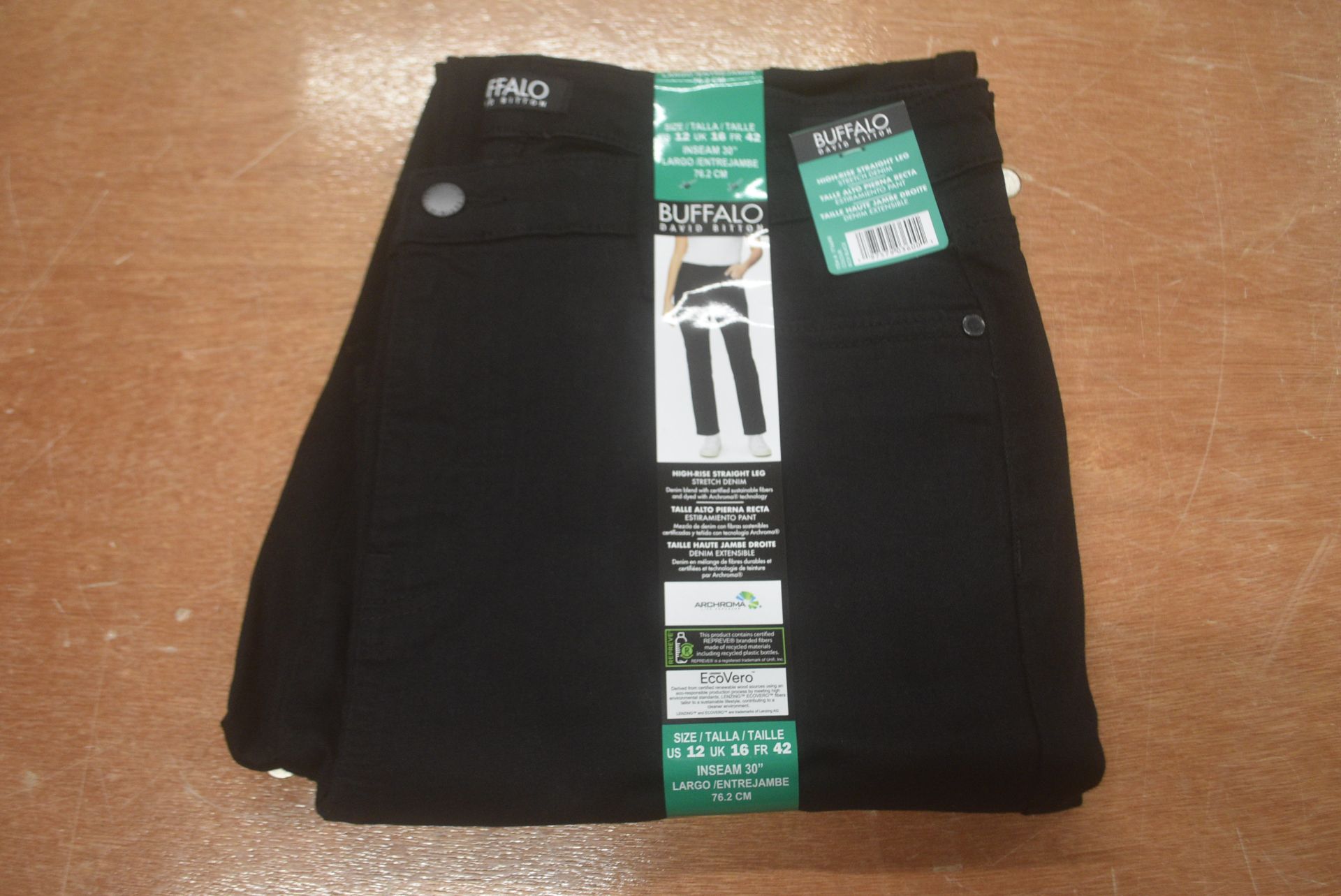 *Buffalo Highrise Straight Leg Black Denim Jeans Size: 16