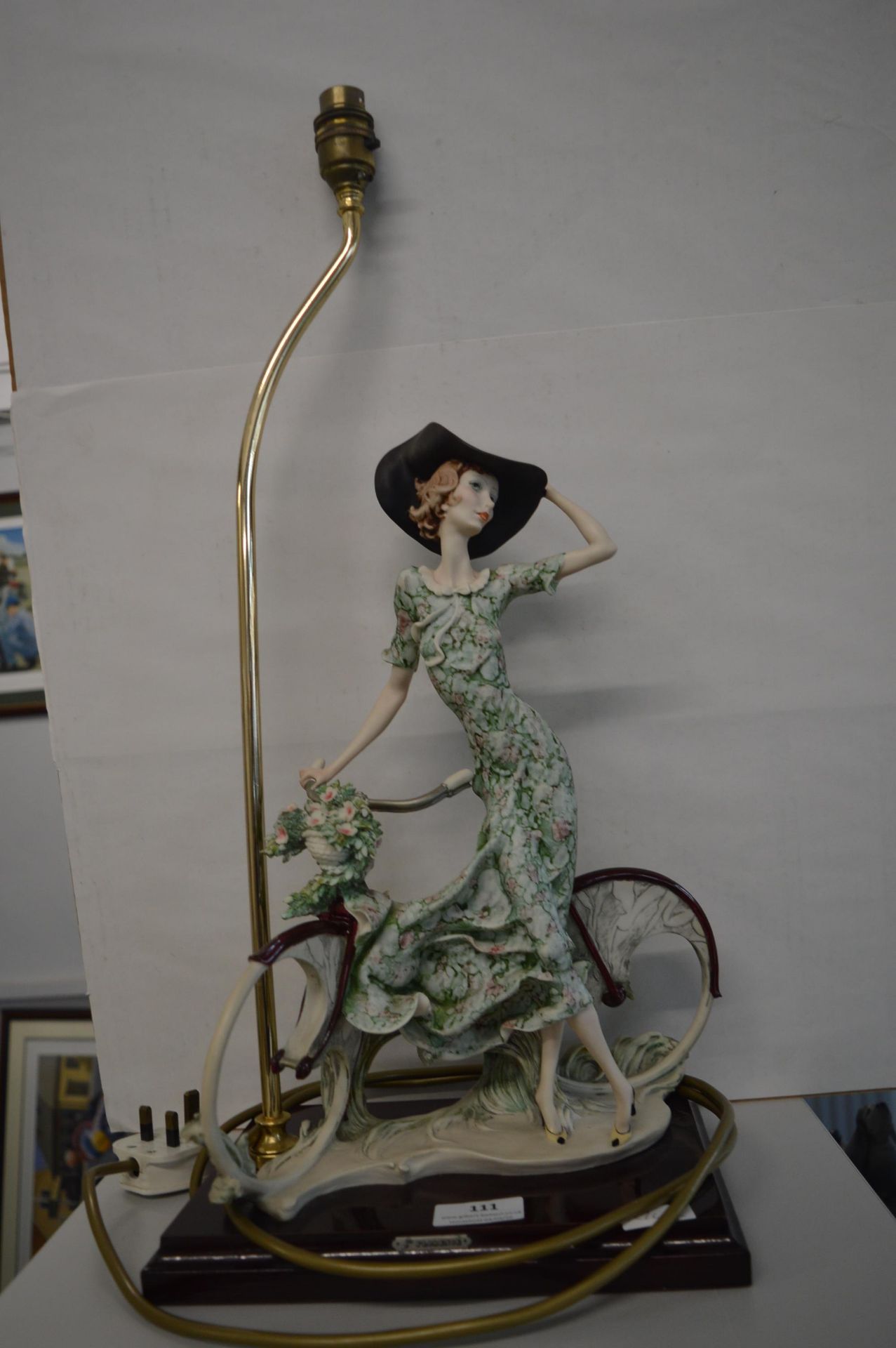 Table Lamp Featuring a Lady with a Bicycle - Image 2 of 2