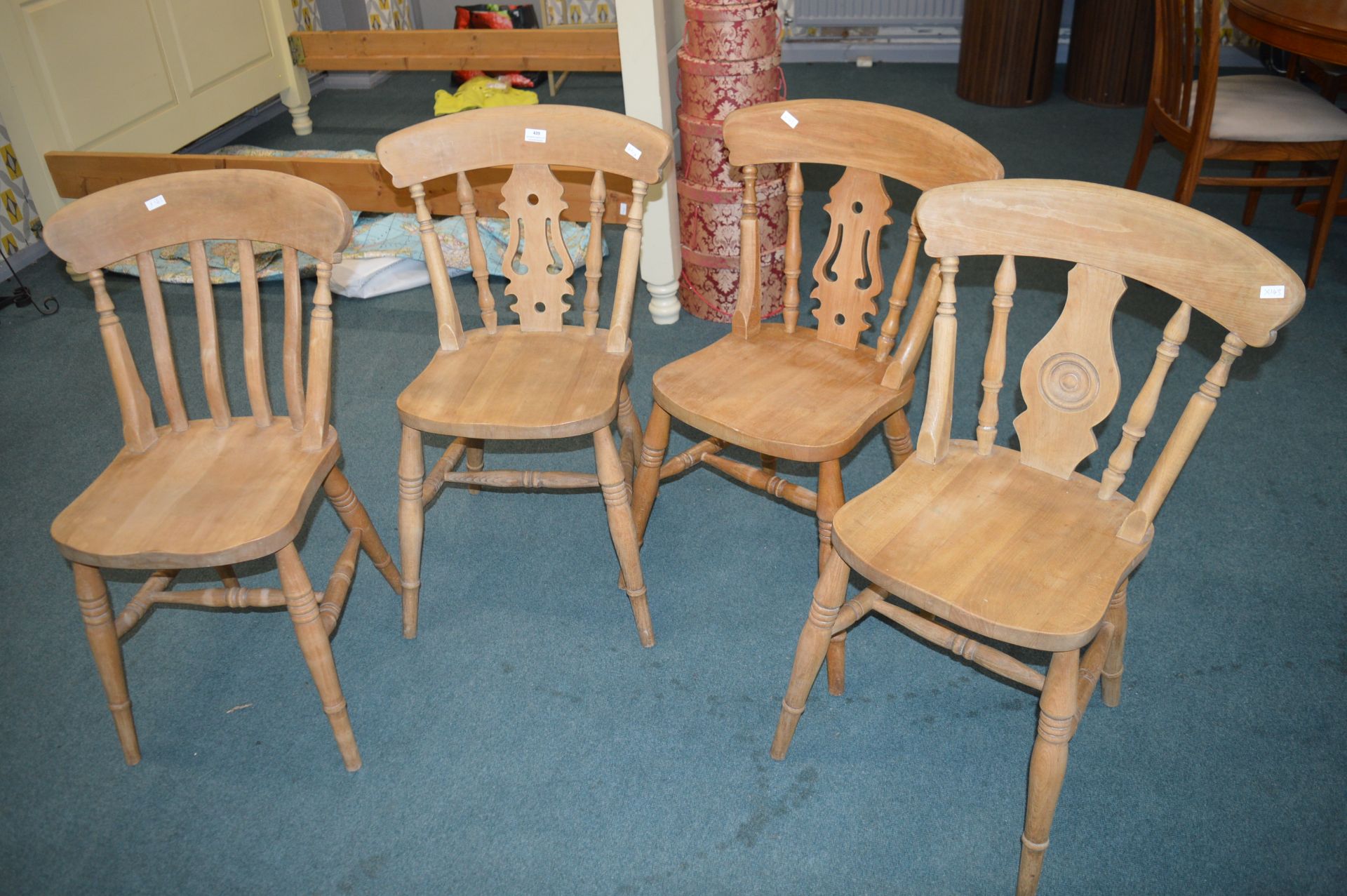 4x Assorted Beechwood Slatback Chairs - Image 2 of 4