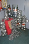 *Quantity of Silver Christmas Garlands, Small Tree, etc.