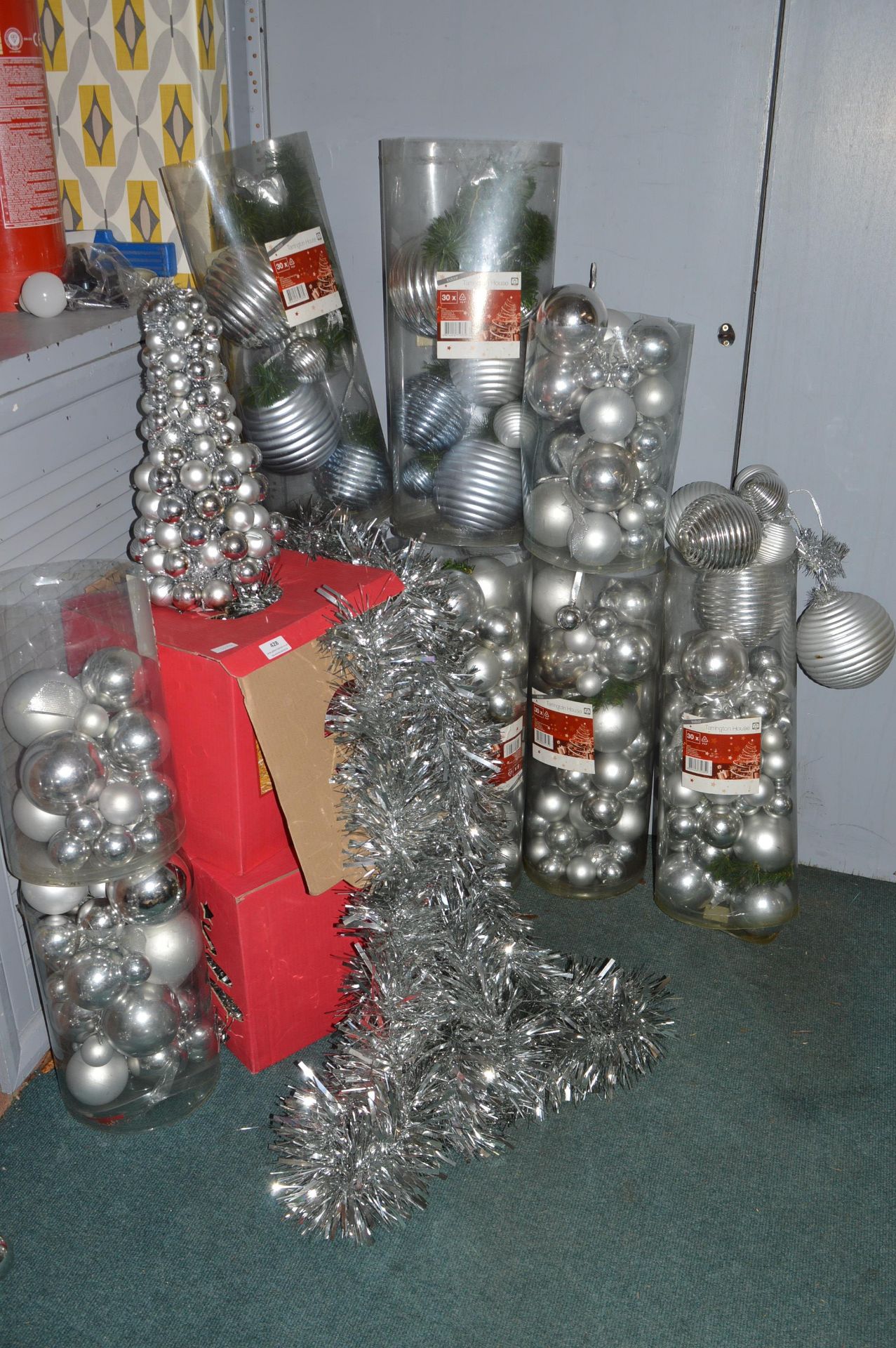 *Quantity of Silver Christmas Garlands, Small Tree, etc.