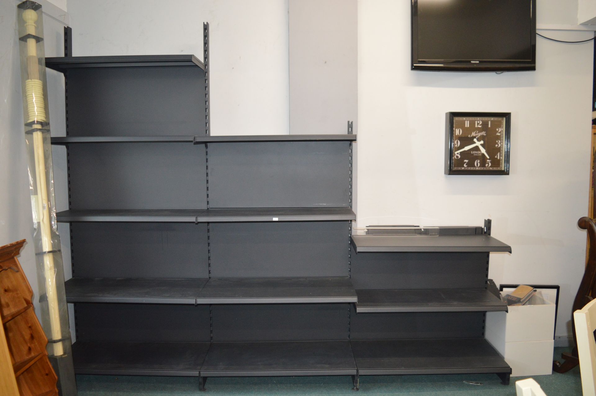 Quantity of Black Metal Adjustable Industrial Style Shelving