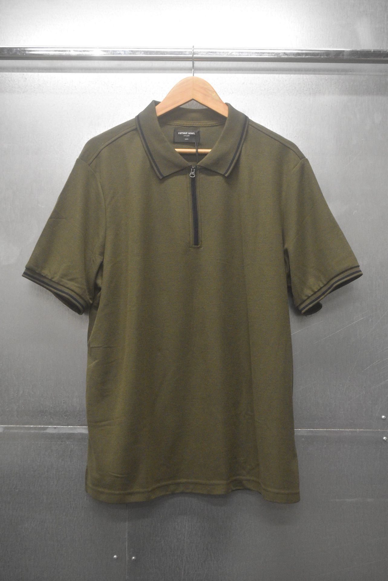 *Ernest Sewn Green Half Zip Polo Top Size: L