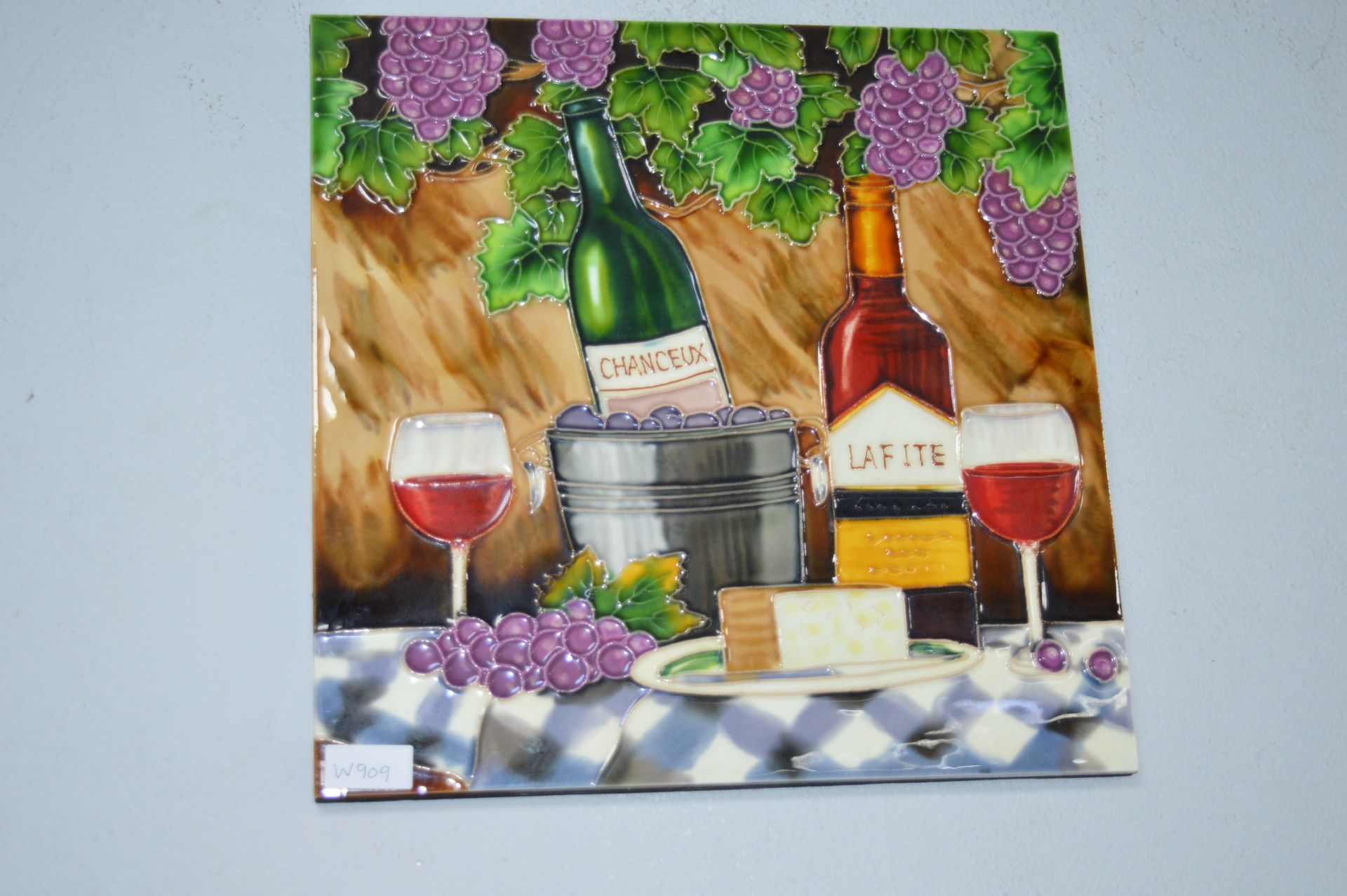 3x Decorative Wall Tiles Depicting Cafe and Scenes and Wine - Image 2 of 4