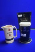 Guinness Beer Pump Advertising Glass plus Jamesons Whiskey Water Jug