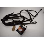 Jefferies Flacon Bridle with Raised Flash Noseband and Rubber Grip Reigns Pony Size Havana