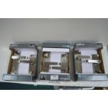 3x Pairs of Colours Brushed Steel Door Handles