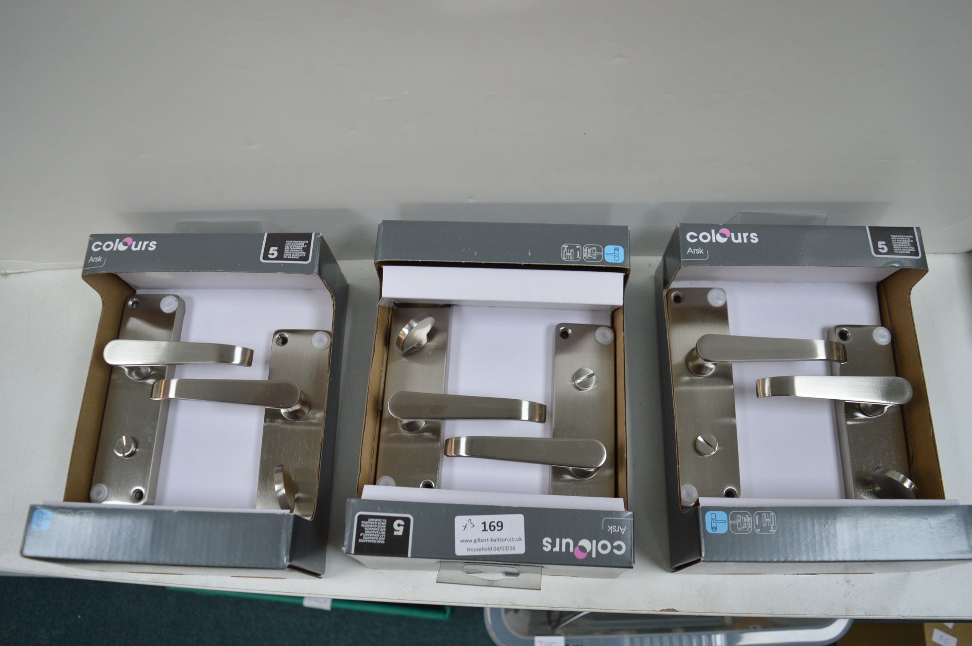 3x Pairs of Colours Brushed Steel Door Handles