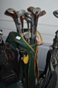 Golf Bag and Assorted Vintage Golf Clubs