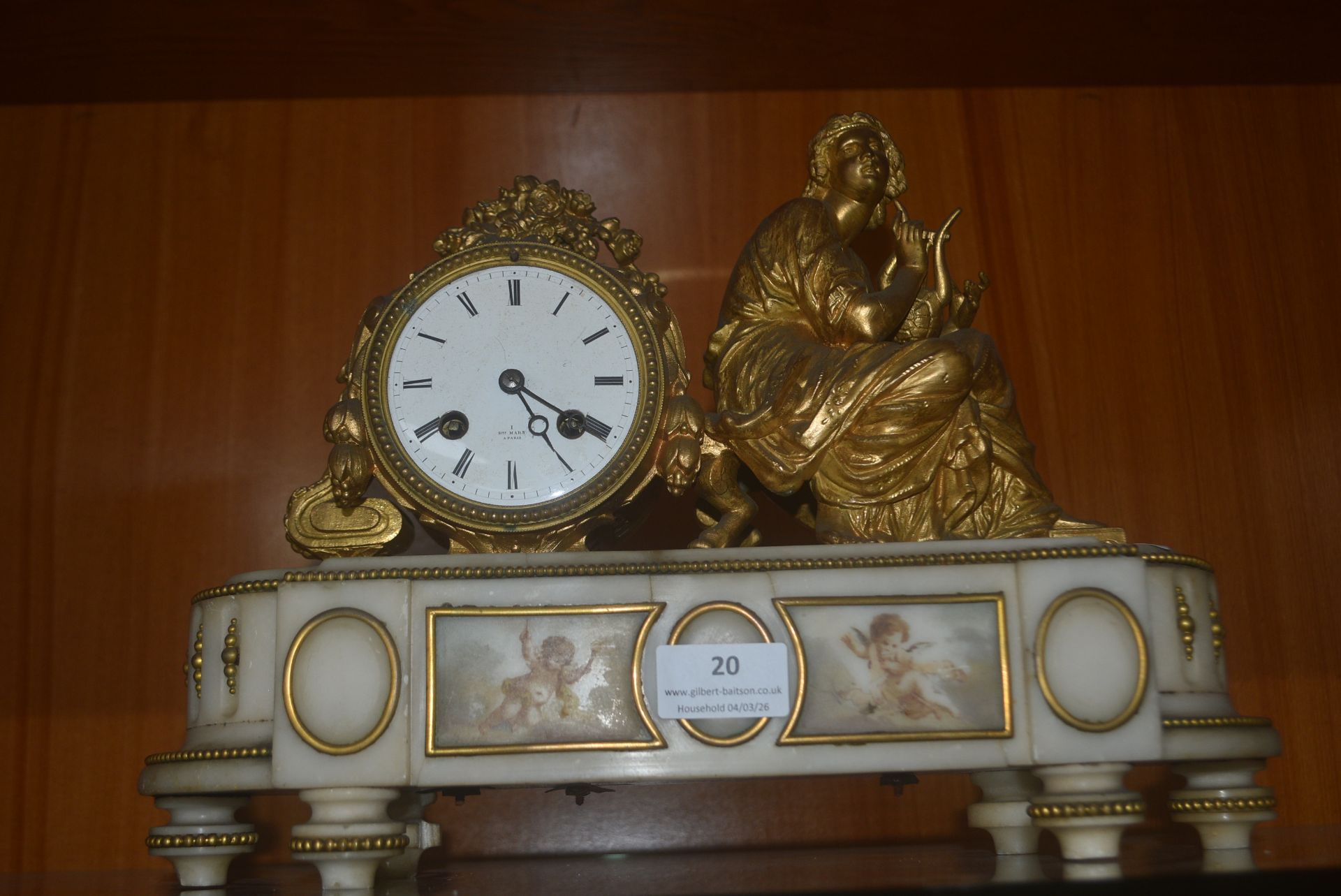 Victorian Marble & Ormolu Mantel Clock with Classical Design by Henry Mars of Paris (AF for