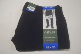 *Orvis Slim Fit Stretch Five Pocket Jeans in Navy Size: 36x30