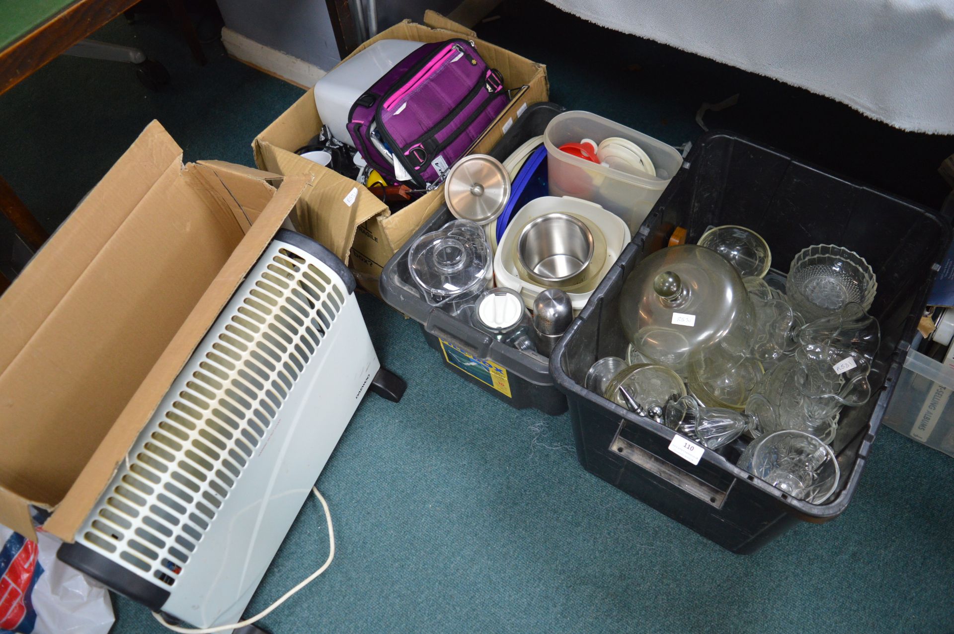 2x Boxes of Household Goods, Kitchenware, Glassware, and a Heater - Image 2 of 4