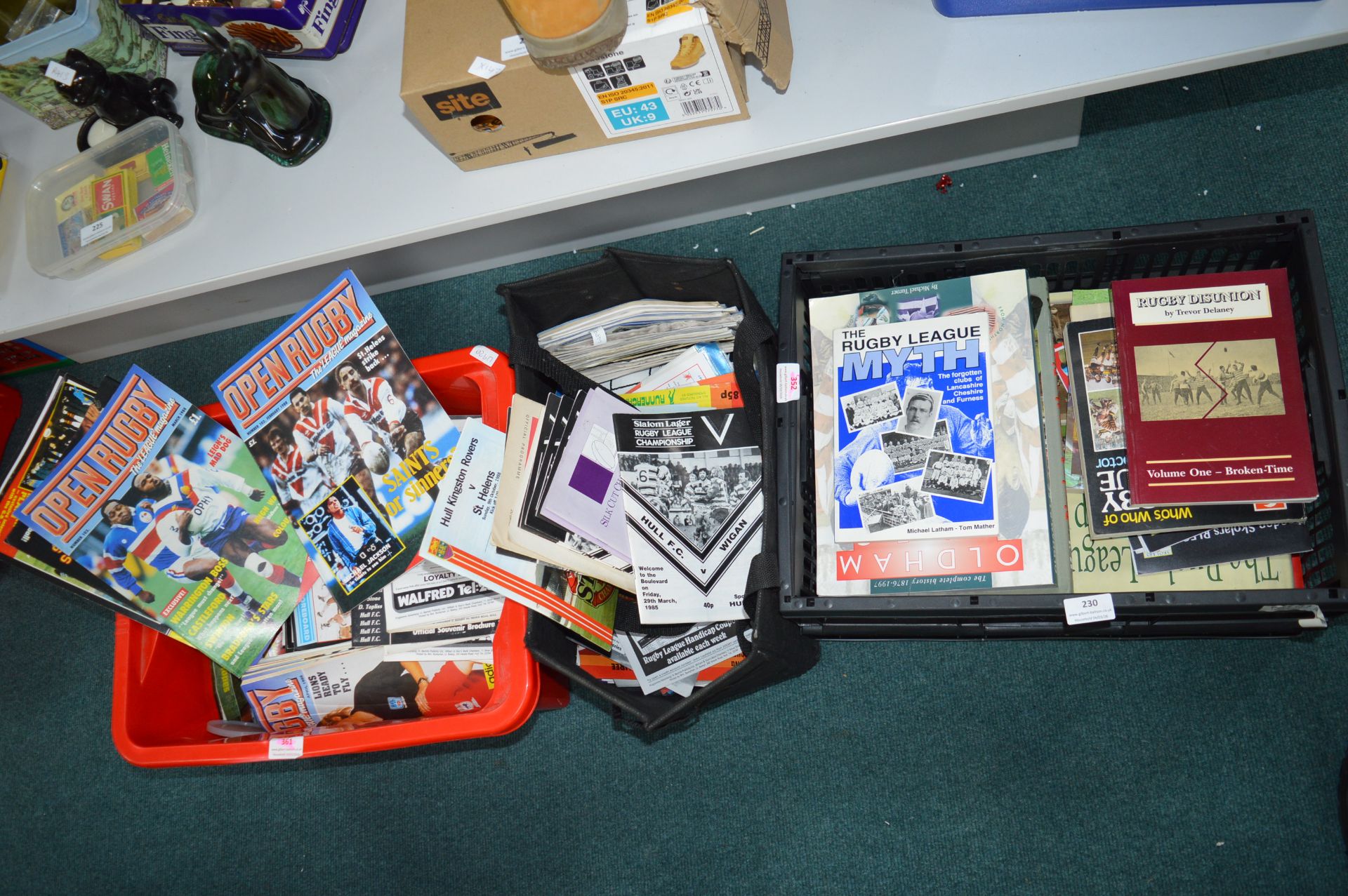3x Crates of Rugby Programs and Books