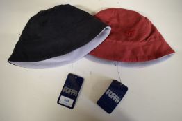 2x Puffa Reversible Hats (1x black, 1x red)