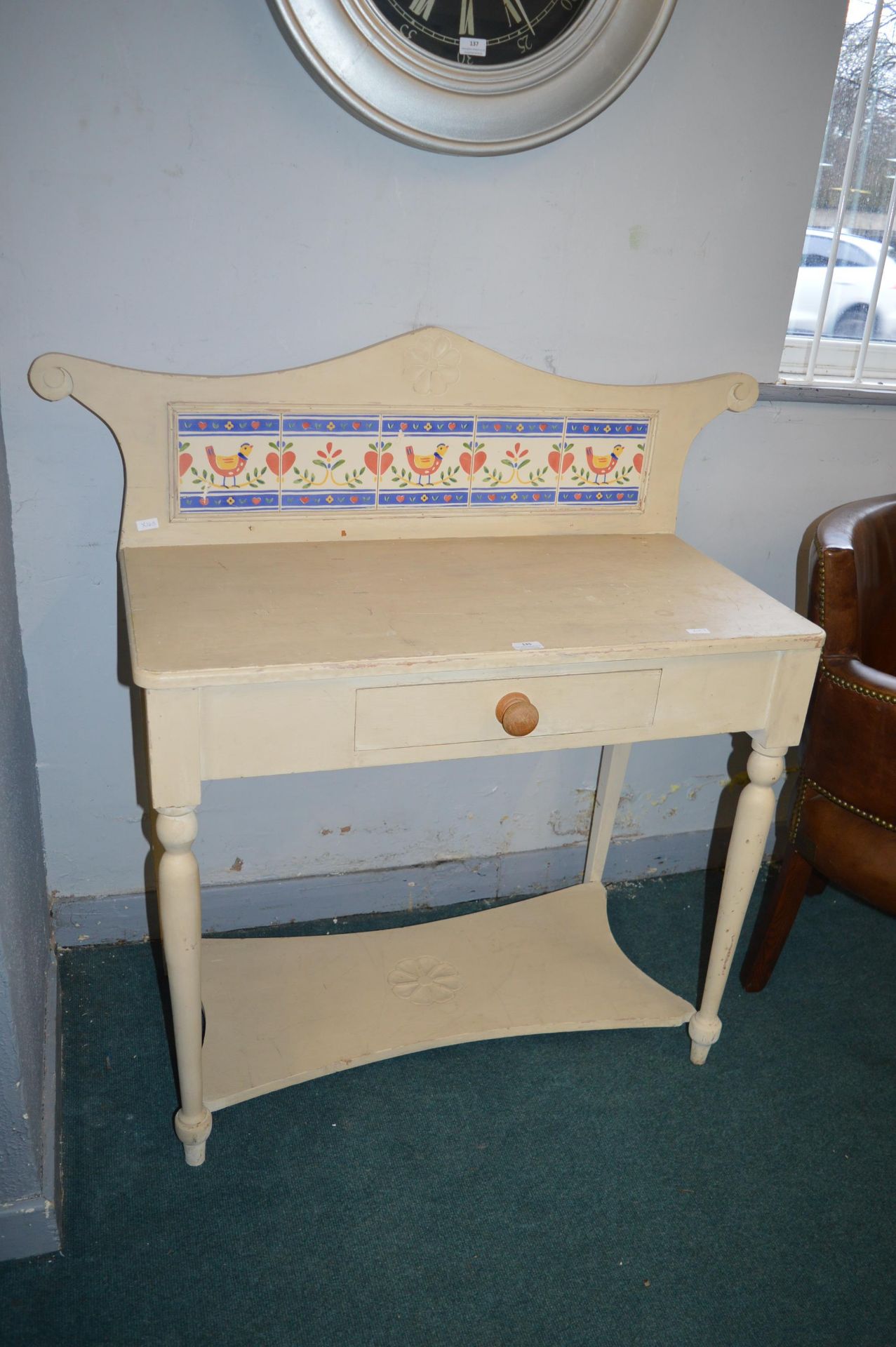 White Painted Washstand with Chicken Design Tiles - Image 2 of 3