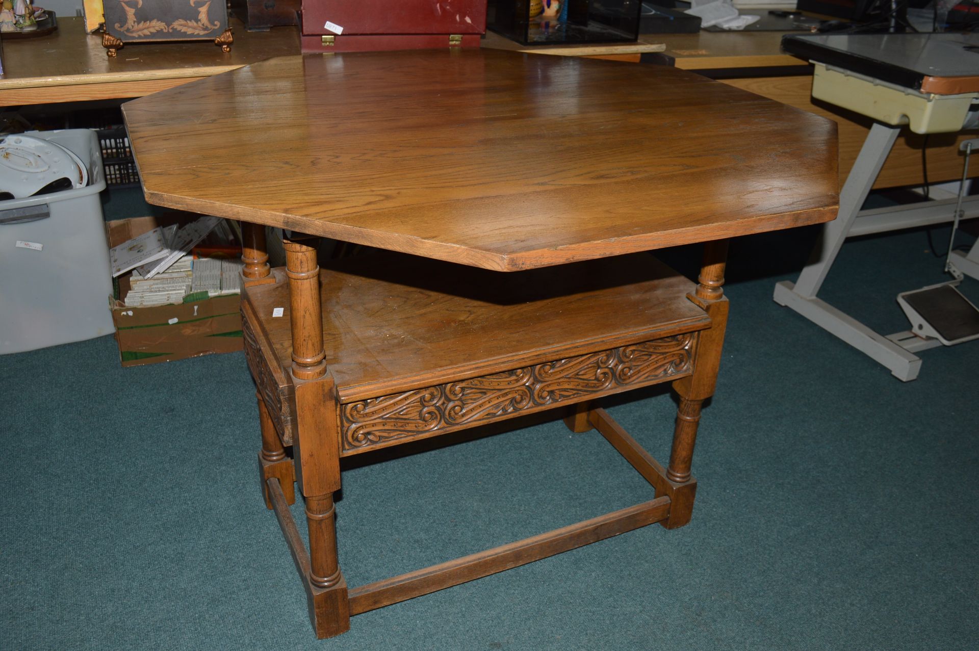 Light Oak Carved Monks Bench - Image 2 of 3