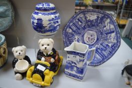 Ringtons Blue & White Plate, Tea Caddy etc. plus Novelty Teapot
