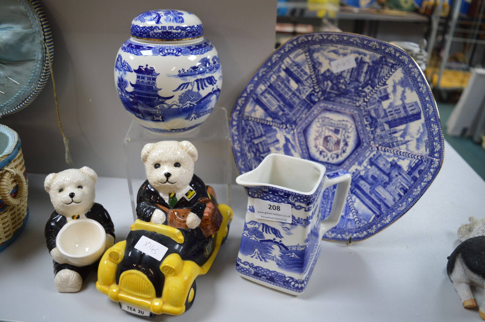 Ringtons Blue & White Plate, Tea Caddy etc. plus Novelty Teapot