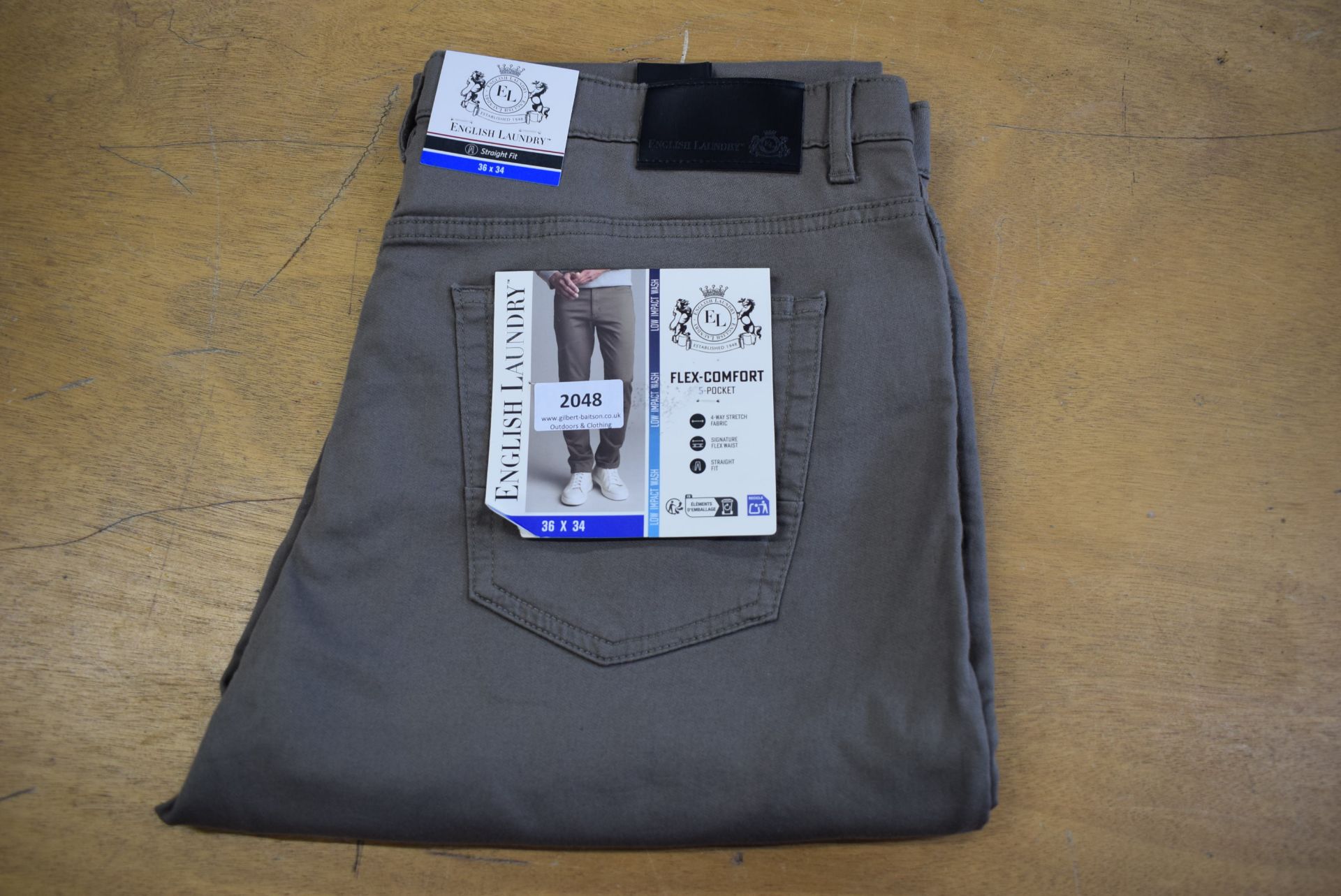 *English Laundry Flex Comfort Five Pocket Jeans in Dark Beige Size: 36x34