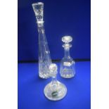 3x Cut Glass Lead Crystal Decanters