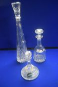 3x Cut Glass Lead Crystal Decanters