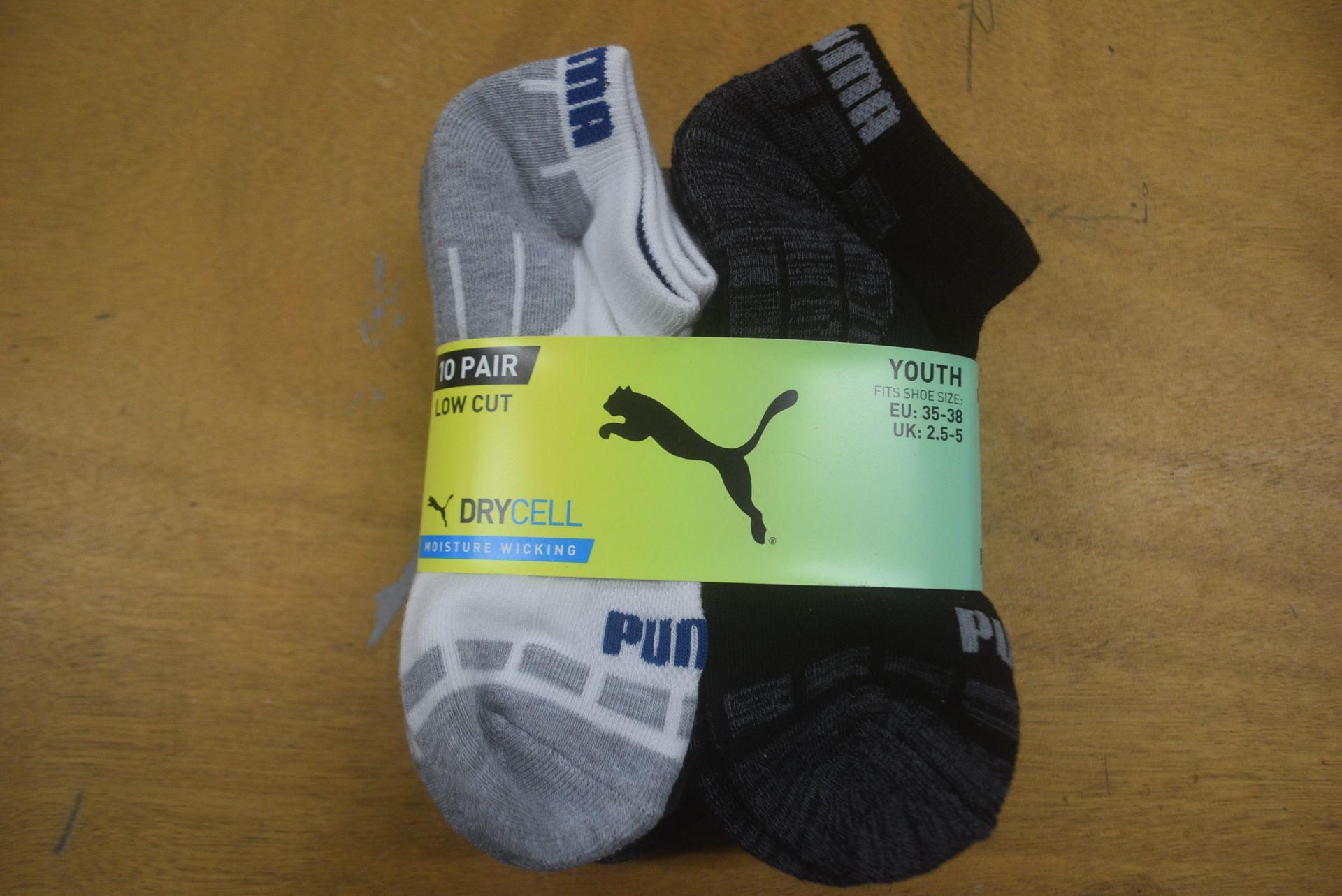 10x Pairs of Puma Kid’s Dry-Cell Low Cut Socks Size: 2.5-5 (dark colourway)