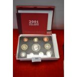 Royal Mint 2001 UK Coin Proof Set with Case and Packaging
