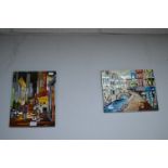 2x Decorative Wall Tiles Depicting Venice Street Scenes