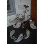 Retro Brass & Frosted Glass Ceiling Light Fitting with Spare Glass Shades