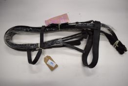 Olympian Bridle with Rubbered Reigns Pony Black