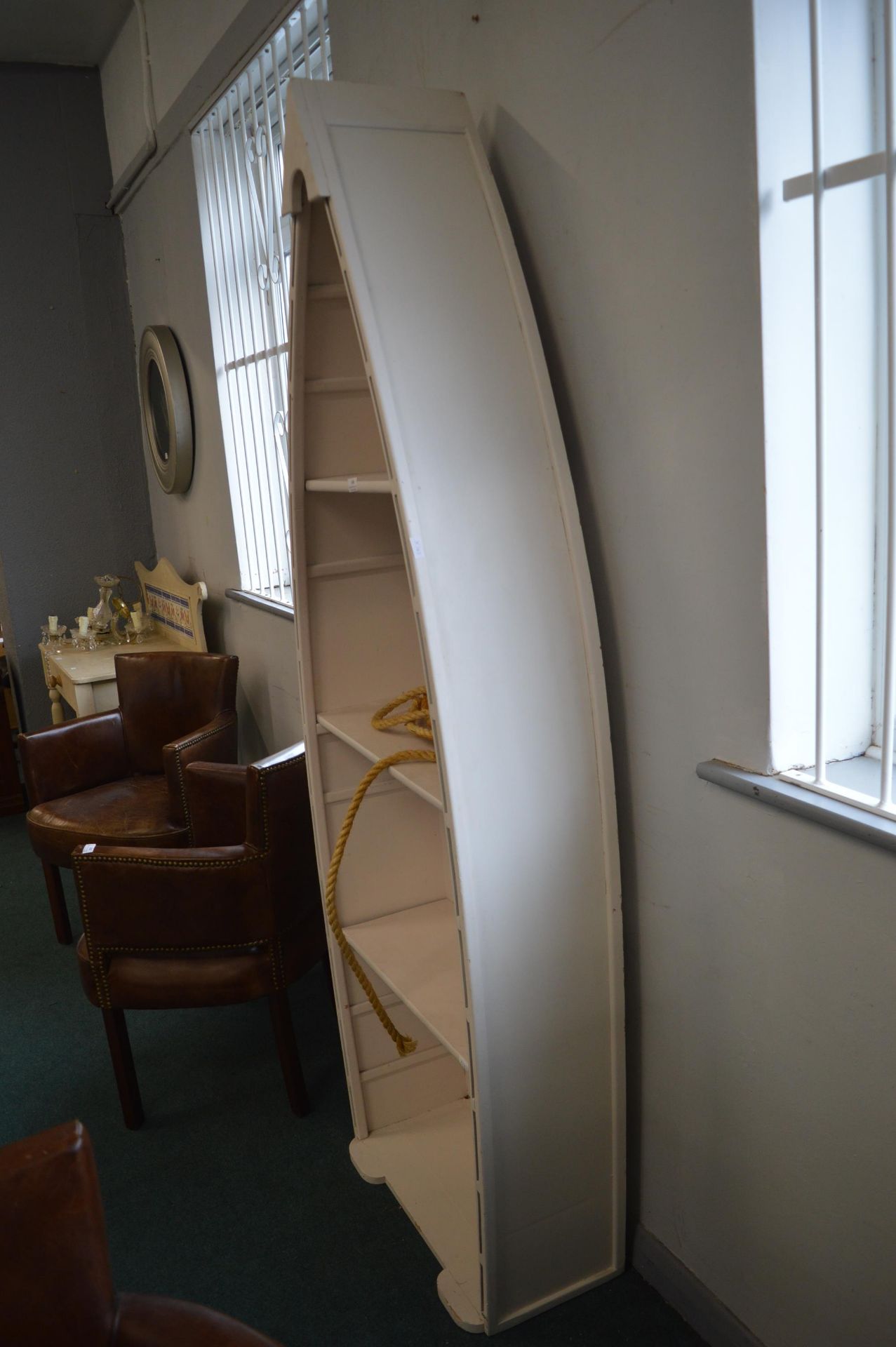 2m Cream Painted Boat Shaped Shelf Unit - Image 2 of 2