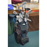 Golf Bag and Assorted Vintage Golf Clubs