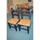 2x Black Painted Side Chairs