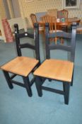 2x Black Painted Side Chairs