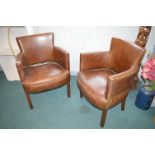 Pair of Leather Tub Chairs by Halo