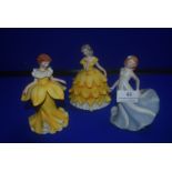 3x Collectors Studio Flower Maiden Figurines
