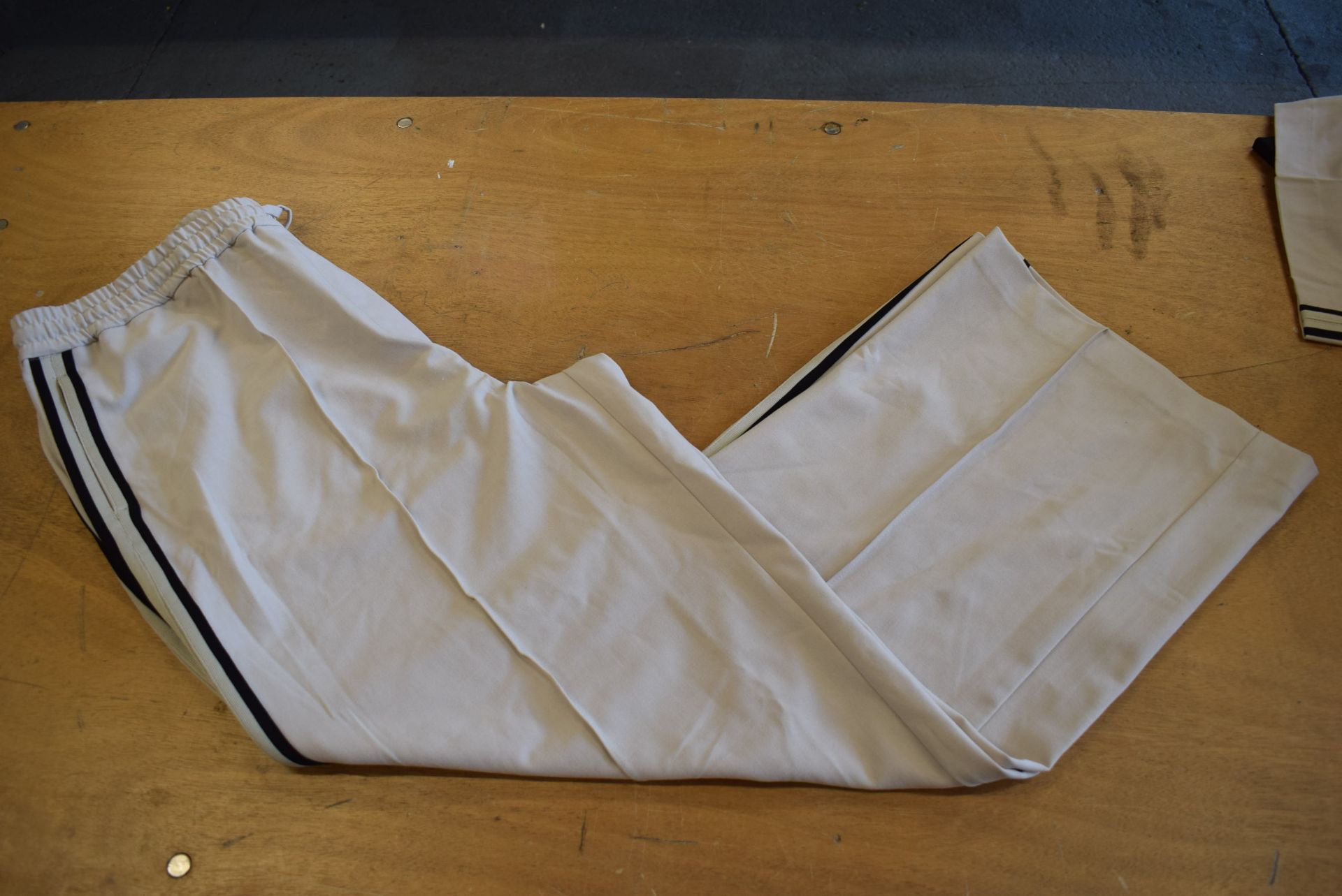 *Cream Side Stripe Wide Leg Trousers Size: XL
