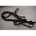 Olympian Bridle Flash English Leather Pony Black Raised & Padded Brow & Nose Band