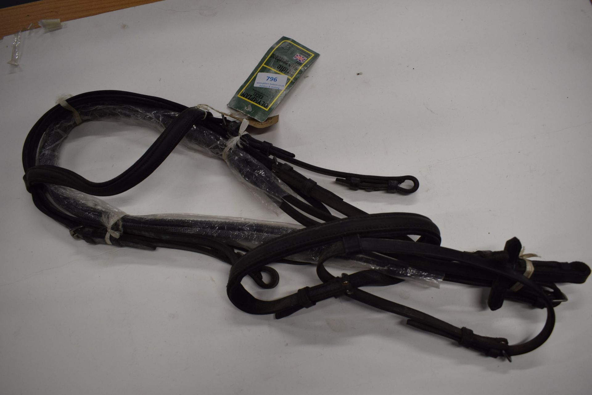 Olympian Bridle Flash English Leather Pony Black Raised & Padded Brow & Nose Band