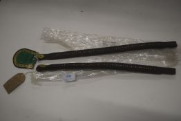 2x Rhinegold Leather Padded Browbands with Rhinestone Band Detail Sizes: Cob and Full