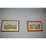 Pair of Signed Cricket Prints by Terry Harrison