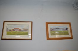 Pair of Signed Cricket Prints by Terry Harrison