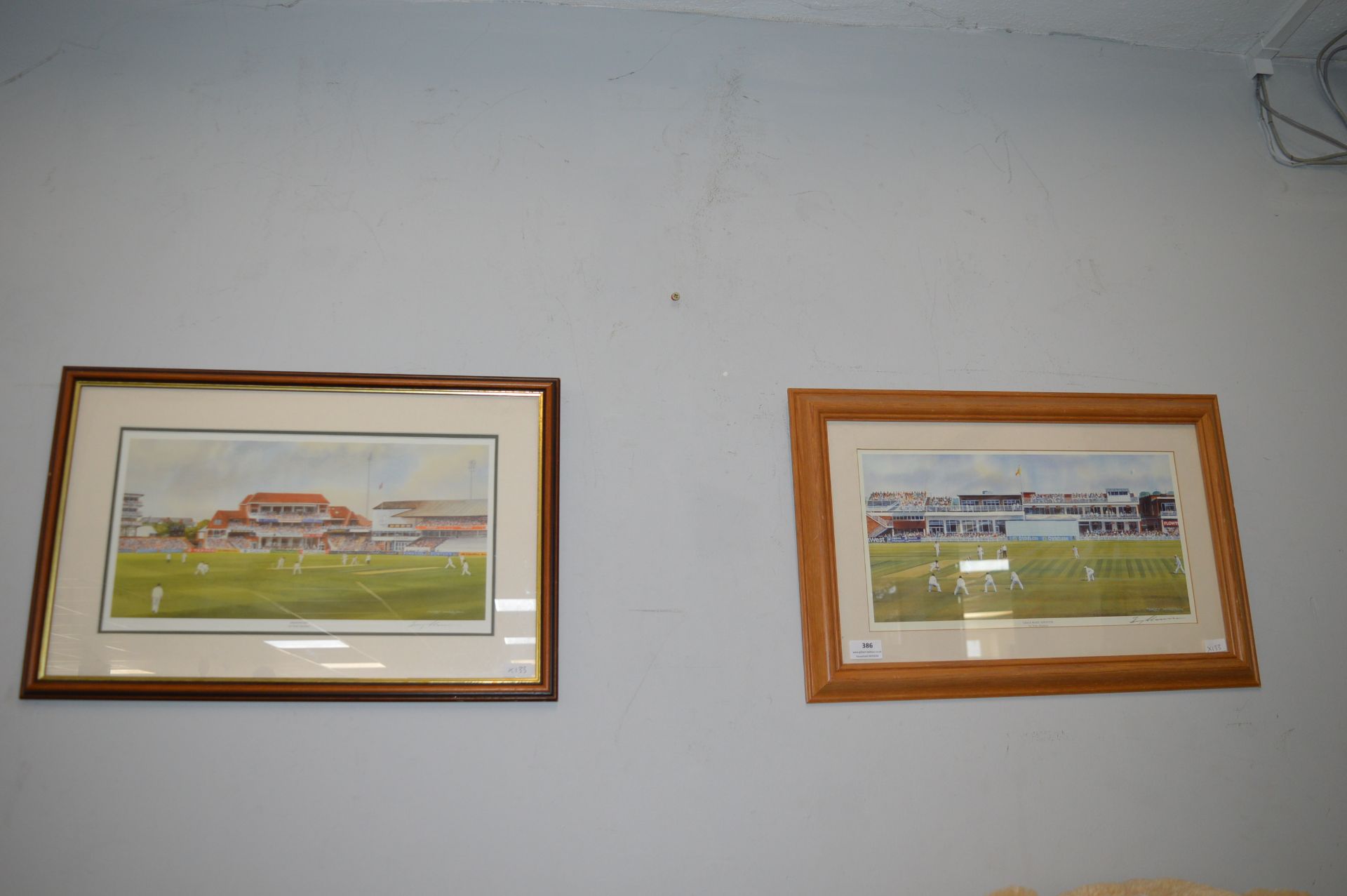 Pair of Signed Cricket Prints by Terry Harrison
