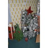 *Large Quantity of Silver Christmas Garlands, Miniature Tree, etc.